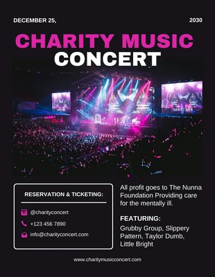 Free  Template: Black Minimalist Charity Music Concert Flyer