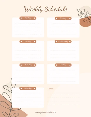 Free  Template: Modelo de folheto de agenda semanal Soft Cream Boho