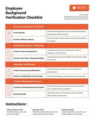 premium interactive Template: Employee Background Verification Checklist