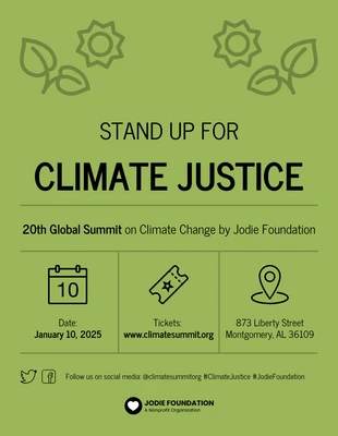 Free  Template: ملصق عدالة المناخ الأخضر الزيتون