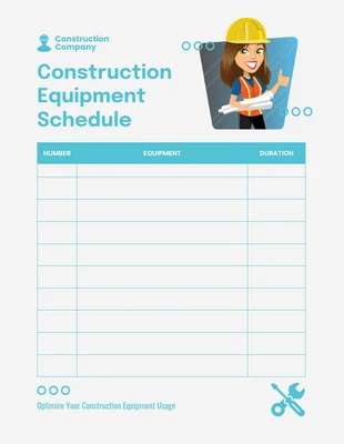 Free  Template: Ilustração simples em cinza claro e azul claro Modelo de cronograma de equipamentos de construção