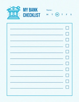 Free  Template: Light Blue Monochrome Modern My Bank Checklist