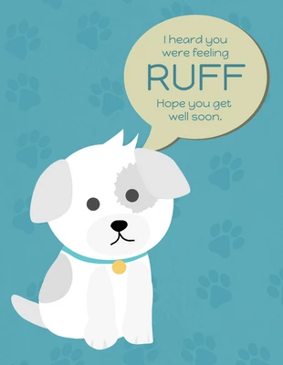 Free  Template: Cute Dog Get Well Card