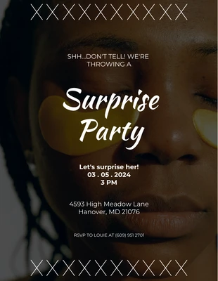 Free  Template: Invitación a fiesta sorpresa minimalista negra
