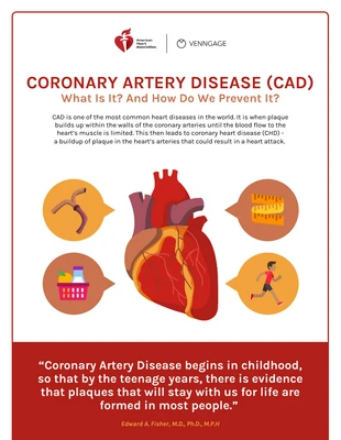 Free  Template: Infografía sobre la enfermedad de las arterias coronarias