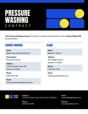 Free  Template: Pressure Washing Contract Template