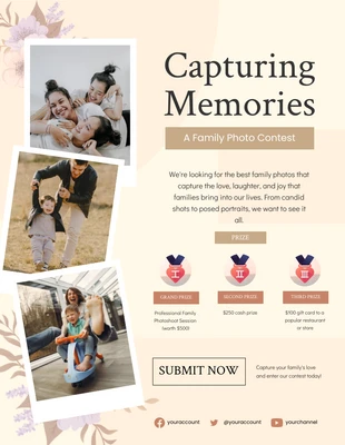 Free  Template: Soft Cream Family Photo Contest Poster Template