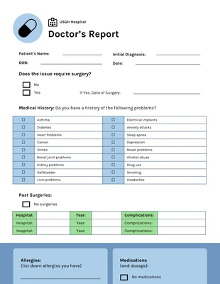 Free  Template: نموذج تقرير الأطباء