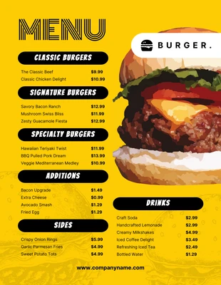 business  Template: Menú de hamburguesa moderna amarilla