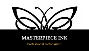 Free  Template: Tarjeta de visita de tatuaje con contorno sencillo en blanco y negro