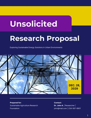 Free  Template: Navy and Yellow Clean Unsolicited Research Proposal