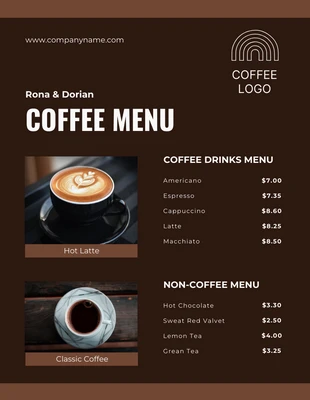 premium  Template: Dunkelbraunes, modernes Foto-Collage-Coffee-Shop-Menü