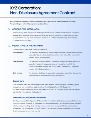 Free  Template: Simple Blue Gradient NDA Contract