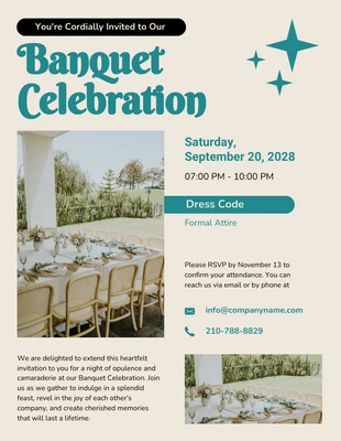 Free  Template: Cream And Tosca Minimalist Banquet Invitation