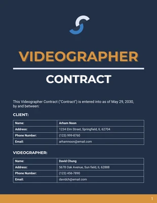 Free  Template: Videographer Contract Template