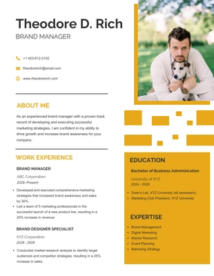 Free  Template: Yellow Modern Resume Design