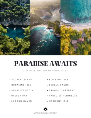 Free  Template: White Modern Photo Paradise Awaits Travel Poster