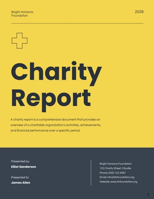 Free  Template: Relatórios Amarelos Simples de Caridade