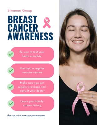 Free  Template: ملصق بسيط للتوعية بسرطان الثدي باللونين الأبيض والوردي