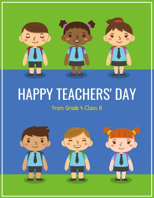 Free  Template: Cute Illustrative Happy Teachers' Day Card