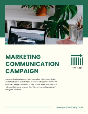 Green Simple Minimalist Professional Marketing Campaign Communication Plans
