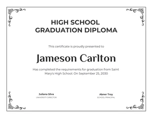 Free  Template: Light Grey Classic Ornament Diploma Certificate