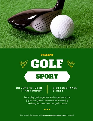 Free  Template: Poster Esporte de golfe com foto simples verde escuro