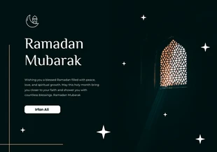 Free  Template: Simple Clean Elegant Black Ramadan Greeting Card