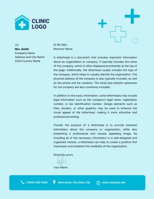 Free  Template: Modelo moderno de papel timbrado azul para médicos