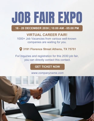 Free  Template: Light Grey Modern Job Fair Expo Flyer