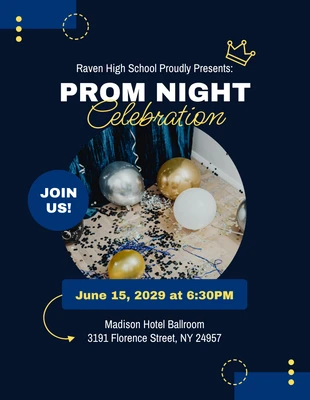 Free  Template: Black Modern Prom Night Celebration Flyer