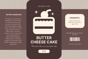 premium  Template: Etiqueta de pote de mistura de bolo com padrão marrom