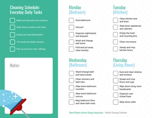Free  Template: Simple Cleaning Schedule Weekly Checklist