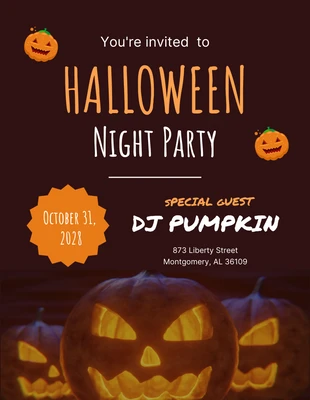 Free  Template: Orange-schwarze Halloween-Nachtparty