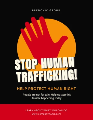 Free  Template: Poster con illustrazione semplice in giallo e nero sulla tratta di esseri umani