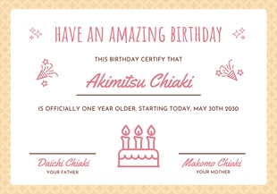 Free  Template: White And Yellow Playful Birthday Certificate