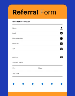 Free  Template: Orange und blaue Formulare zur Generierung von Empfehlungs-Leads