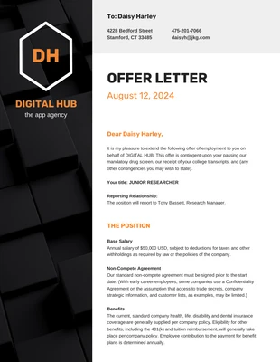 Orange Corporate Job Offer Letter