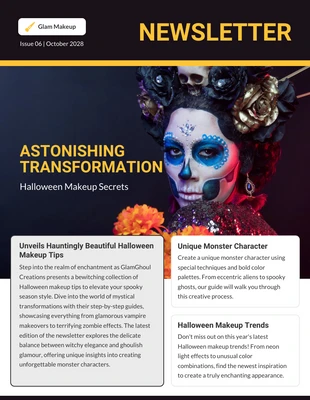 Free  Template: Halloween Makeup Tips Newsletter