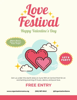 premium  Template: Light Yellow And Pink Classic Playful Love Festival Poster