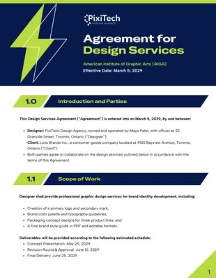 premium interactive Template: نموذج عقد AIGA