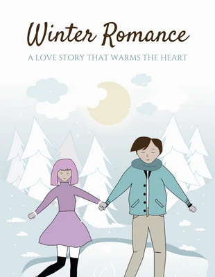 Free  Template: Ilustração de casal fofo branco e azul claro capa de livro de Natal