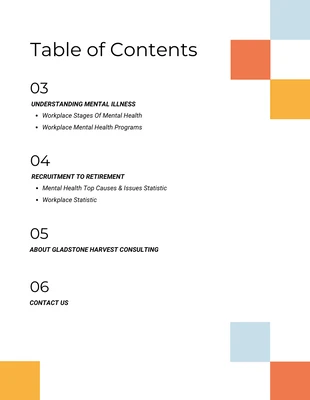 premium  Template: Table des matières du livre blanc simple et moderne