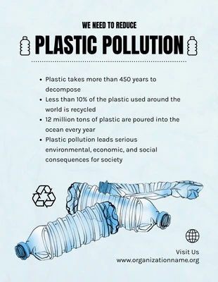 Free  Template: Light Blue Simple Texture Plastic Pollution Recycling Poster