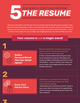 Free  Template: Lista de infográficos com 5 dicas de estratégia de busca de emprego