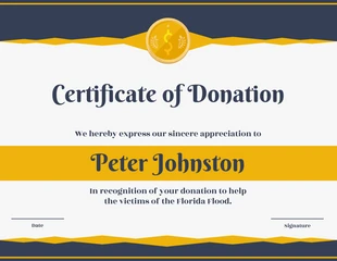 business  Template: Certificate of Donation