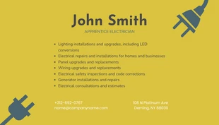 Yellow Minimalist Icon Business Card Electrician - Seite 2