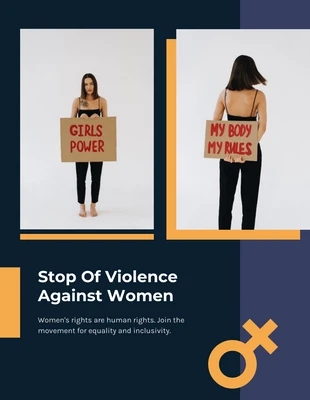 Free  Template: Semplice poster giallo e viola per i diritti delle donne
