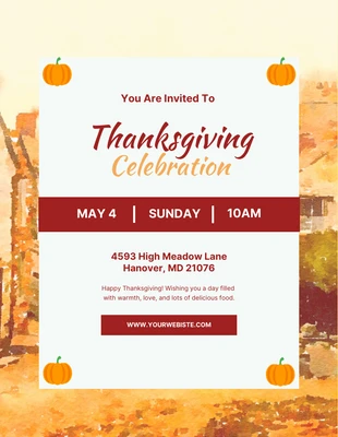 Free  Template: Invitación moderna marrón de Acción de Gracias