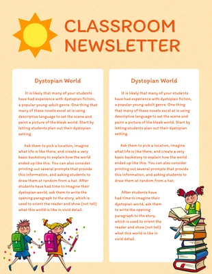 Free  Template: Light Yellow And Orange Cute Illustration School Classroom Newsletter